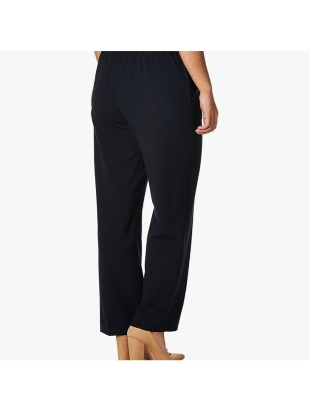 Briggs New York Women's Classic Navy Straight Leg Elastic Waist Dress Pants 10 - Picture 2 of 9